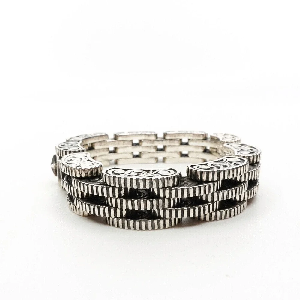 King Baby Studio Small 7 Row Rotor Link Bracelet Star Box Clasp Silver .925 - Picture 4 of 11